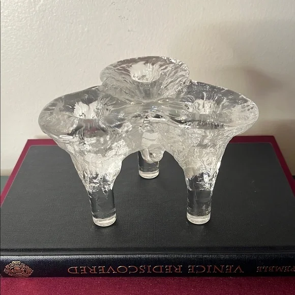 Vintage IGLOO by Kosta Boda Glass 3 Light Candlestick Holder Sweden - Picture 1 of 6